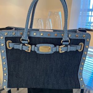 Michael Kors large denim studded bag